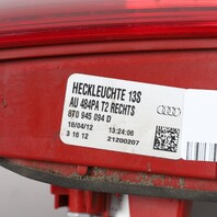 2013-2017 Audi A5 S5 Right Tail Light LED Lid Mount 8T0945094D OEM Used