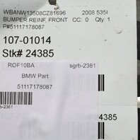 2008-2010 BMW 528i 535i 550i Front Bumper Reinforcement 51117178087 OEM Used