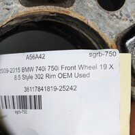 2009-2015 BMW 740i 750i Front Wheel 19 X 8.5 Style 302 Rim BENT AS IS
