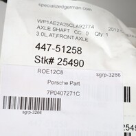 2011-2018 Porsche Cayenne 3.0 / 3.6 Front Axle Shaft 95834903812 OEM Used