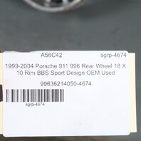 1999-2004 Porsche 911 996 Rear Wheel 18 X 10 Rim BBS Sport Design OEM Used