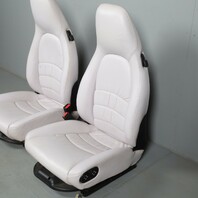 1995-1998 Porsche 911 993 Front Seats Marble Grey Leather Pair OEM Used
