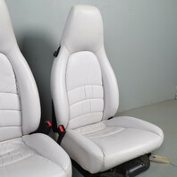 1995-1998 Porsche 911 993 Front Seats Marble Grey Leather Pair OEM Used