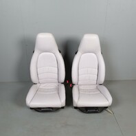1995-1998 Porsche 911 993 Front Seats Marble Grey Leather Pair OEM Used