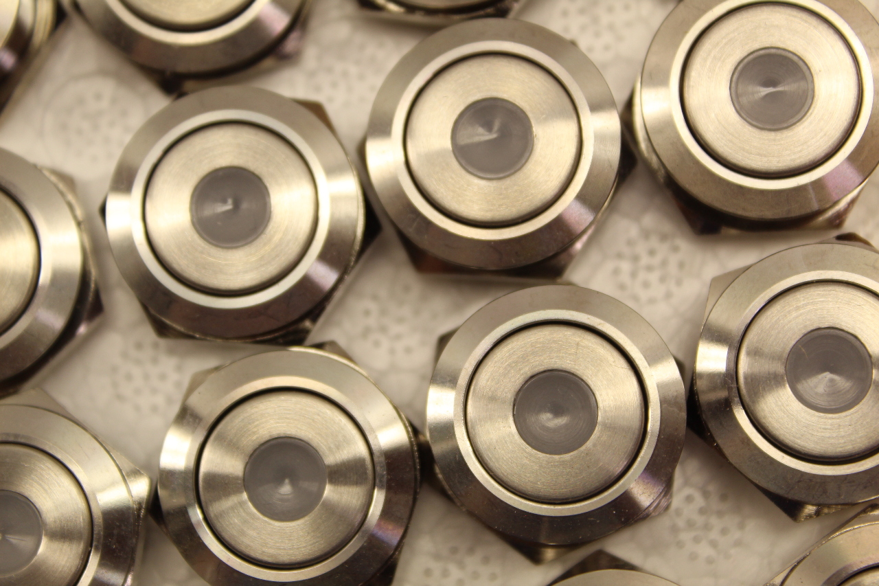 Onpow LAS1 A009062 24V 5A/UI: 250VAC Momentary Stainless Pushbutton ...