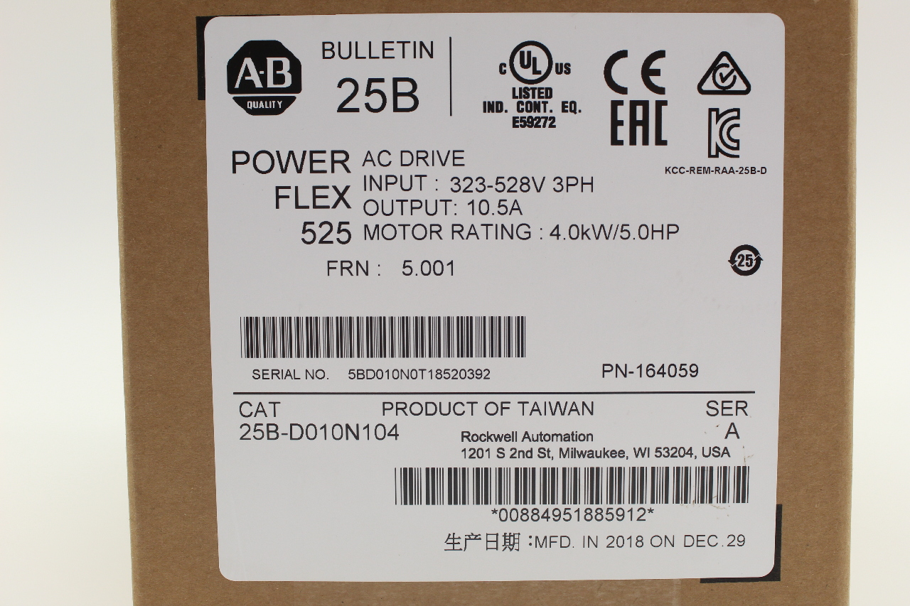Allen Bradley PowerFlex 525 VFD 25BD010N104 AC Drive New In