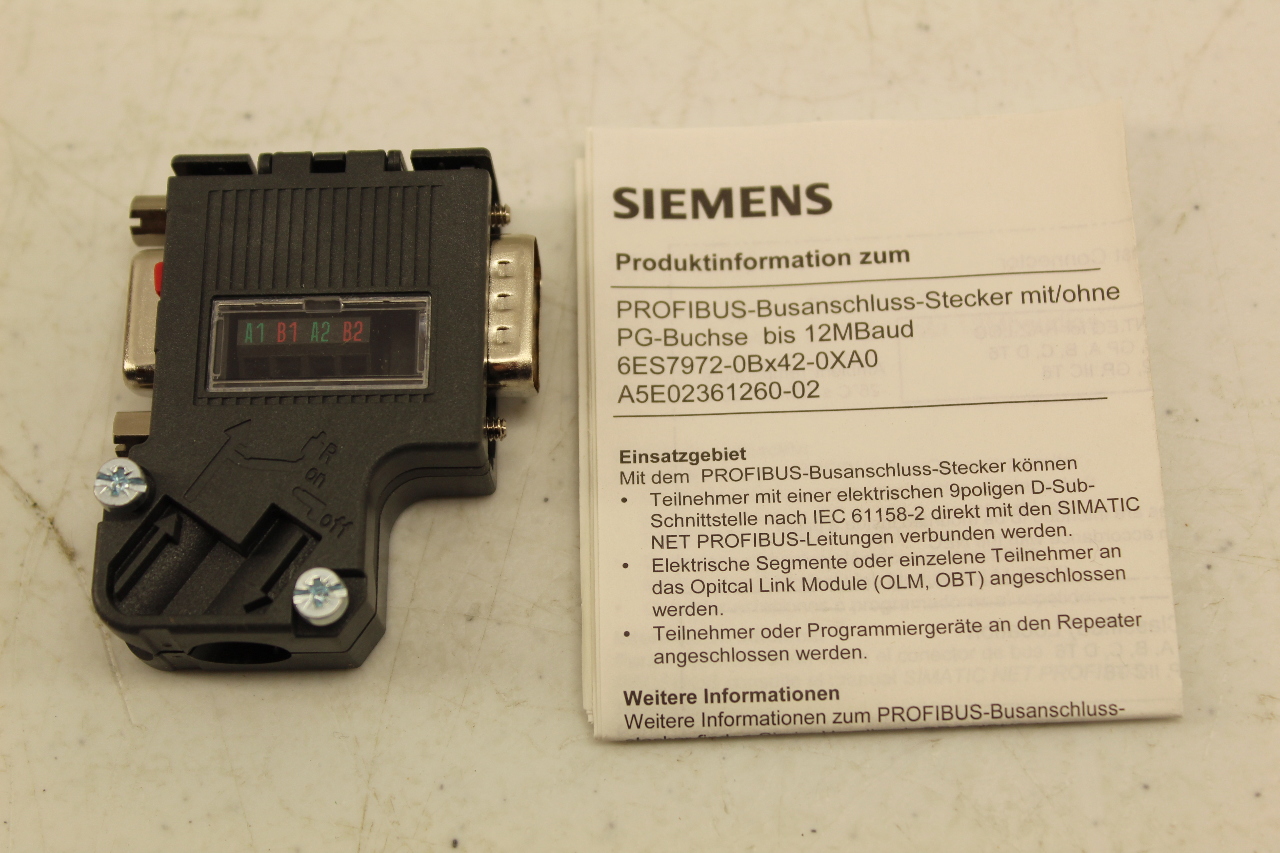 New Siemens 6es7972 0bb42 0xa0 Bus Connecto