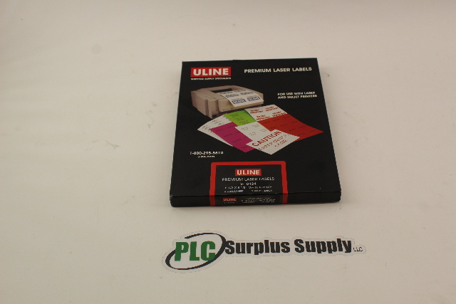 Uline Premium S10424 Premium Laser Labels 8.5 x 5.5 100 Sheets, 200 Labels New