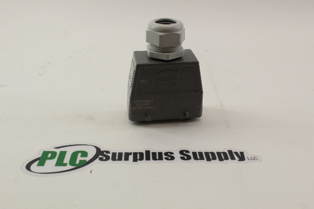 Harting 09330162601 & 19300160427 16 Pin Socket Male w/ Hood & Cable Grip New 