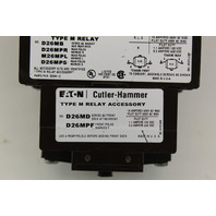 Cutler Hammer D26MB D26MPR M26MPL D26MPS Type M Relay With D26MD D26MPF Relay Accessory