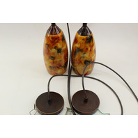 Hanging Pendant Lamp Orange Multi Color Swirl Milano Glass 