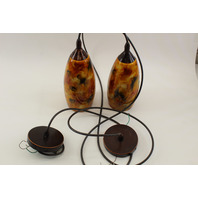 Hanging Pendant Lamp Orange Multi Color Swirl Milano Glass 