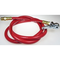 MADE IN USA TIRE INFLATION HOSE, 5' LONG, 1/4" NPT, CLOSED FLOW CLIP ON CHUCK