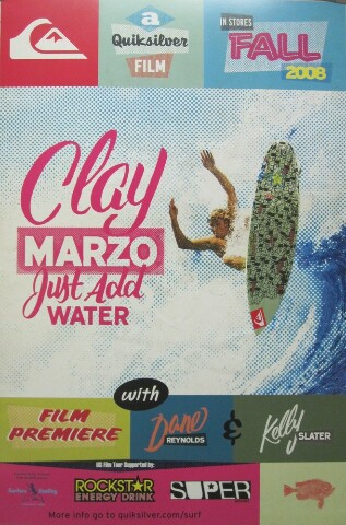 QUIKSILVER 2008 Clay Marzo Surf vintage promo poster Flawless New