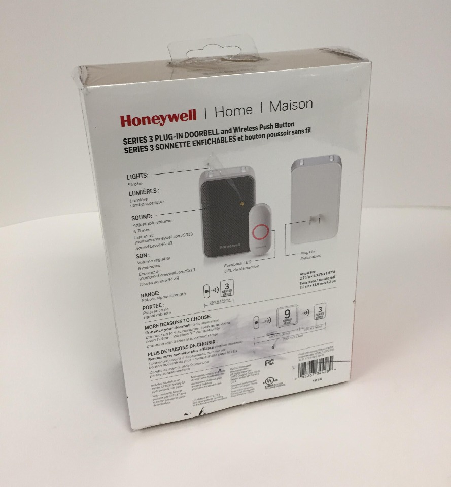 Honeywell RDWL313P2000//E Series 3 Plug-in Wireless Doorbell//Door Chime
