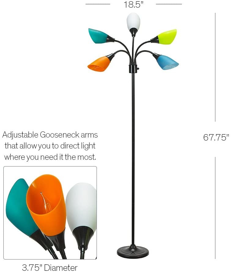 Catalina Lighting Medusa 5 Floor Lamp Adjustable Black Base W Colored Shades Stuff Catalina Lighting Medusa 5 Floor Lamp, Medusa Floor Lamp Replacement Shades