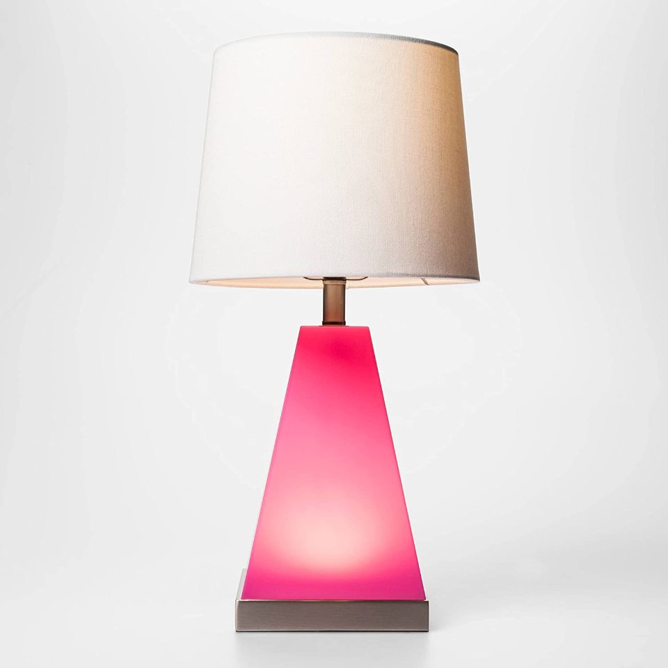Pink Silver Triangle Light Up Table Lamp Pillowfort Stuff Pink Silver Triangle Light Up Table, Pillowfort Table Lamp Silver
