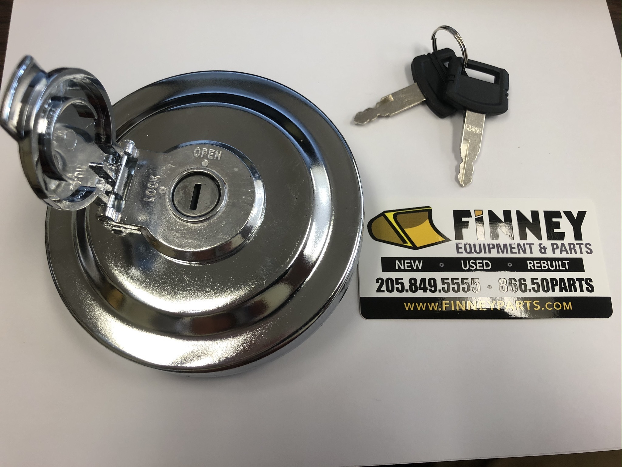 John Deere 444G 344G Locking Fuel Cap with Keys AT17598 Finney