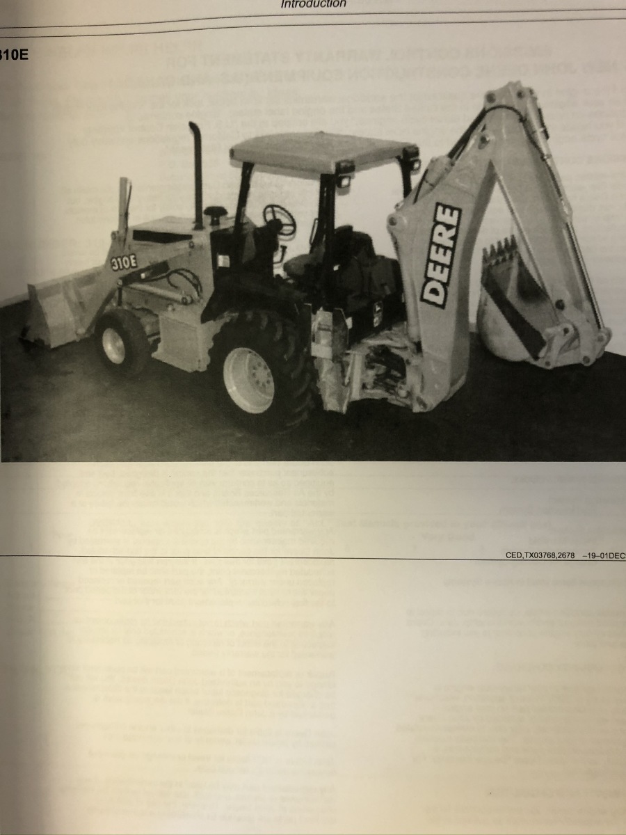 John Deere 310E Backhoe Operators Manual JD T184374 Book Finney Equipment and Parts