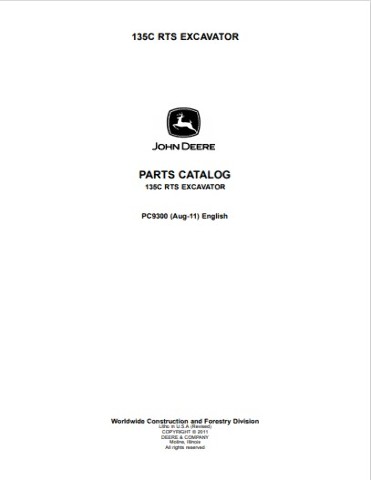 John Deere JD 135C RTS Excavator Parts Manual Catalog Book PC9300