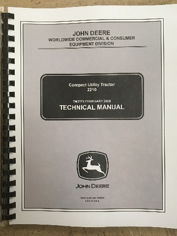 John Deere 2210 Tractor Technical Manual TM2074 JD Book