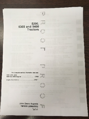 John Deere 5200 5300 5400 Tractors Technical Manual Proof Edition JD TM1520 Book