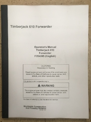 John Deere Timberjack 610 Forwarder Operators Manual JD F284065 Book