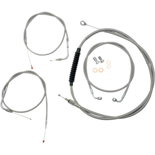 Stainless 8/" Cable /& Brake Line Bsc Kit 1996-2006 Harley-Davidson Softail