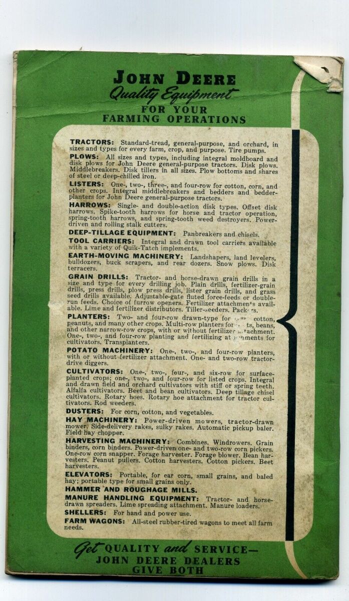 Vintage John Deere Van Brunt Grain Drill Model "B" Operator's Manual OMM1952 Heroes Sports Cards