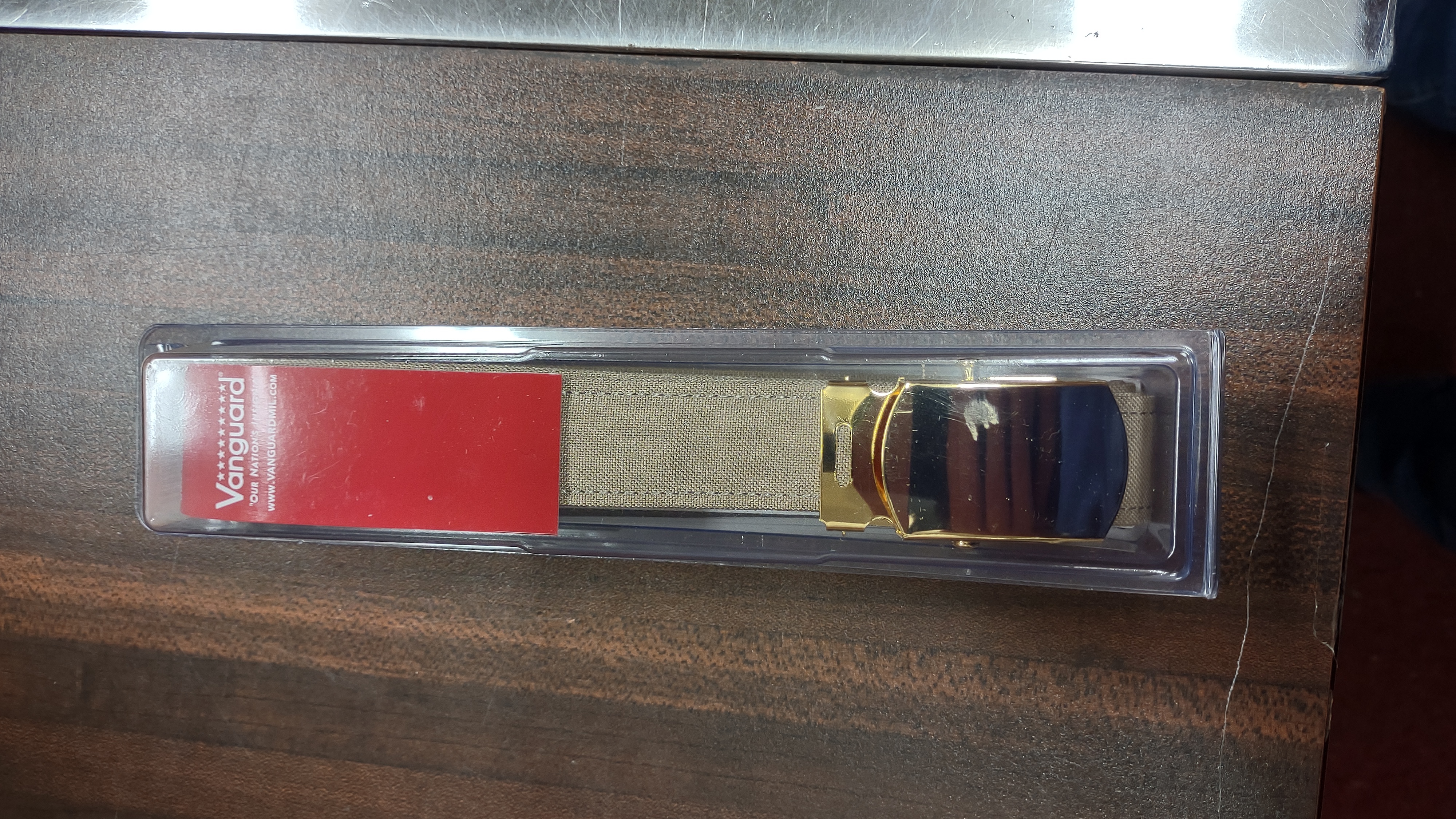 Vanguard NAVY BELT AND BUCKLE: KHAKI CNT WITH 24K GOLD BUCKLE AND TIP - FEMALE
