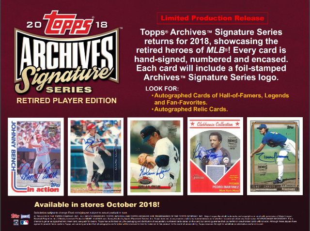 2018 Topps Archives Signature Series Retired Baseball Hobby 20 box Case(Sealed)