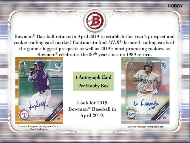 2019 Bowman Baseball Hobby 12 Box CASE (Factory Sealed)