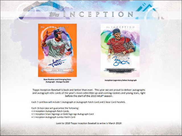 2019 Topps Inception Baseball Hobby 7 Card "Pack/Box" (Sealed)