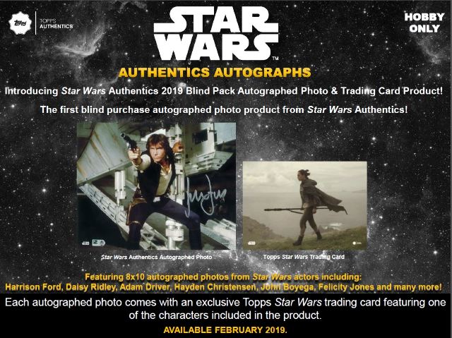 2019 Topps Star Wars Authentics Autographed Photo & Trading Card Box (Sealed)