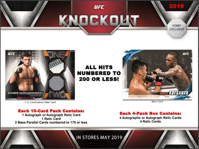 2019 Topps UFC Knockout Hobby 12 Box Case (Factory Sealed)(96 Hits)