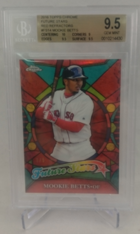 2016 Topps Chrome Future Stars Red Refractors Mookie Betts Graded 9.5 #'d 1/5