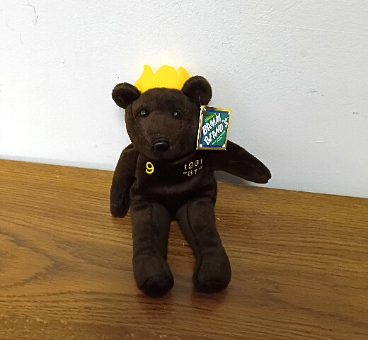 Salvino's Bamm Beano's Roger Maris #9 Brown Beanie Plush Toy Bear Home Run #61