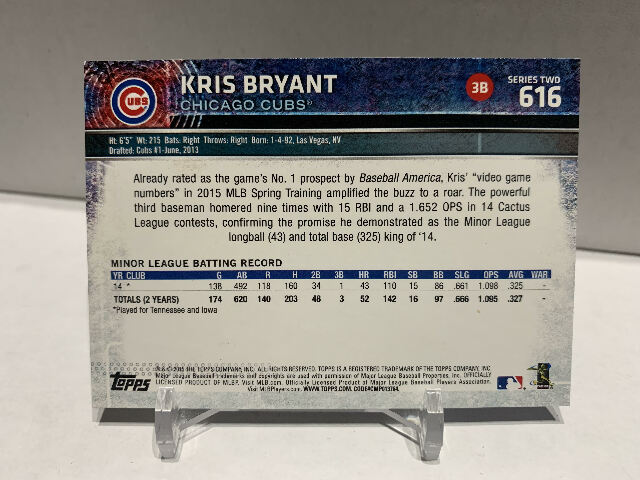 KRIS BRYANT 2015 TOPPS ROOKIE CARD #616 - Chicago Cubs 3B | eBay