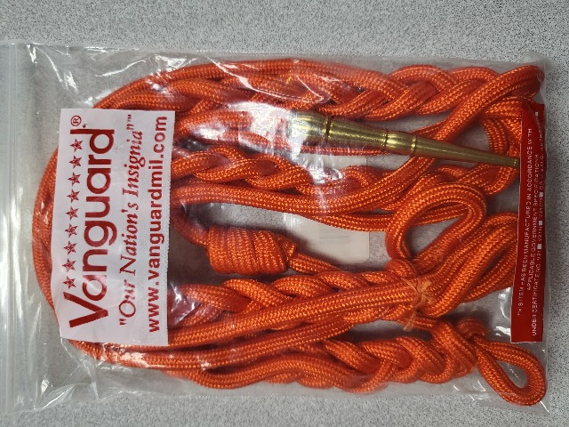 Vanguard ARMY SHOULDER CORD: 2720 ORANGE RAYON WITH BRASS TIP