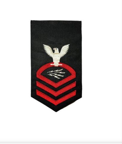 Vanguard NAVY E7 MALE RATING BADGE INFO TECH SPECIALIST SEAWORTHY RED ON BLUE