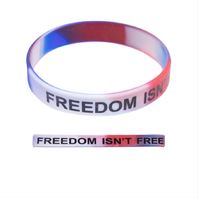 Vanguard BRACELET: RED/WHITE/BLUE SILICONE PRINTED IN BLACK "FREEDOM ISN'T FREE"