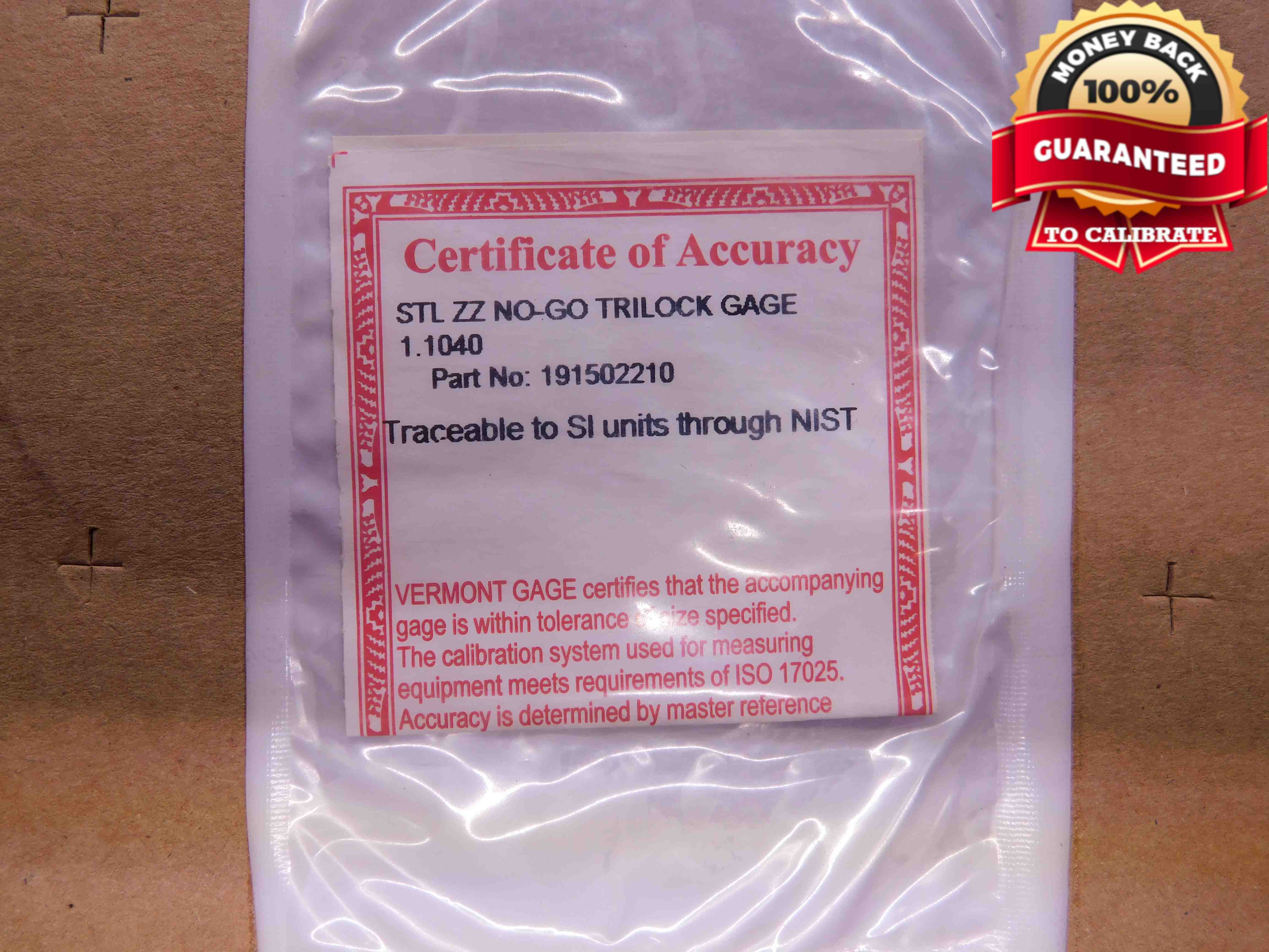 1.1040 CL ZZ PIN PLUG GAGE 1.0938 +.0102 1 3/32 28 mm 1.104