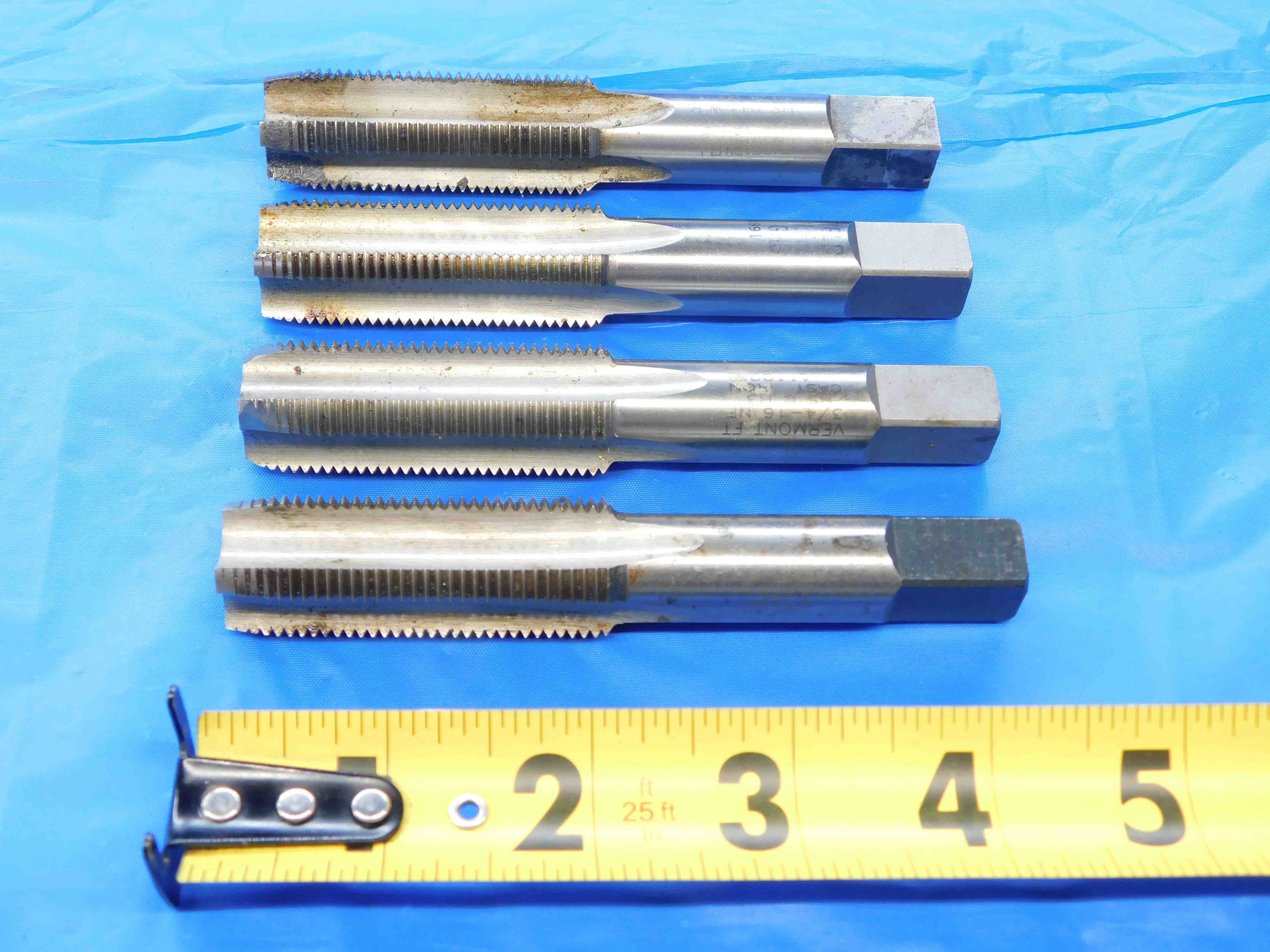 4 pcs VARIOUS 3/4 16 NF GH3 HS PLUG TAP 4 STRAIGHT FLUTE .75 CNC THREADING