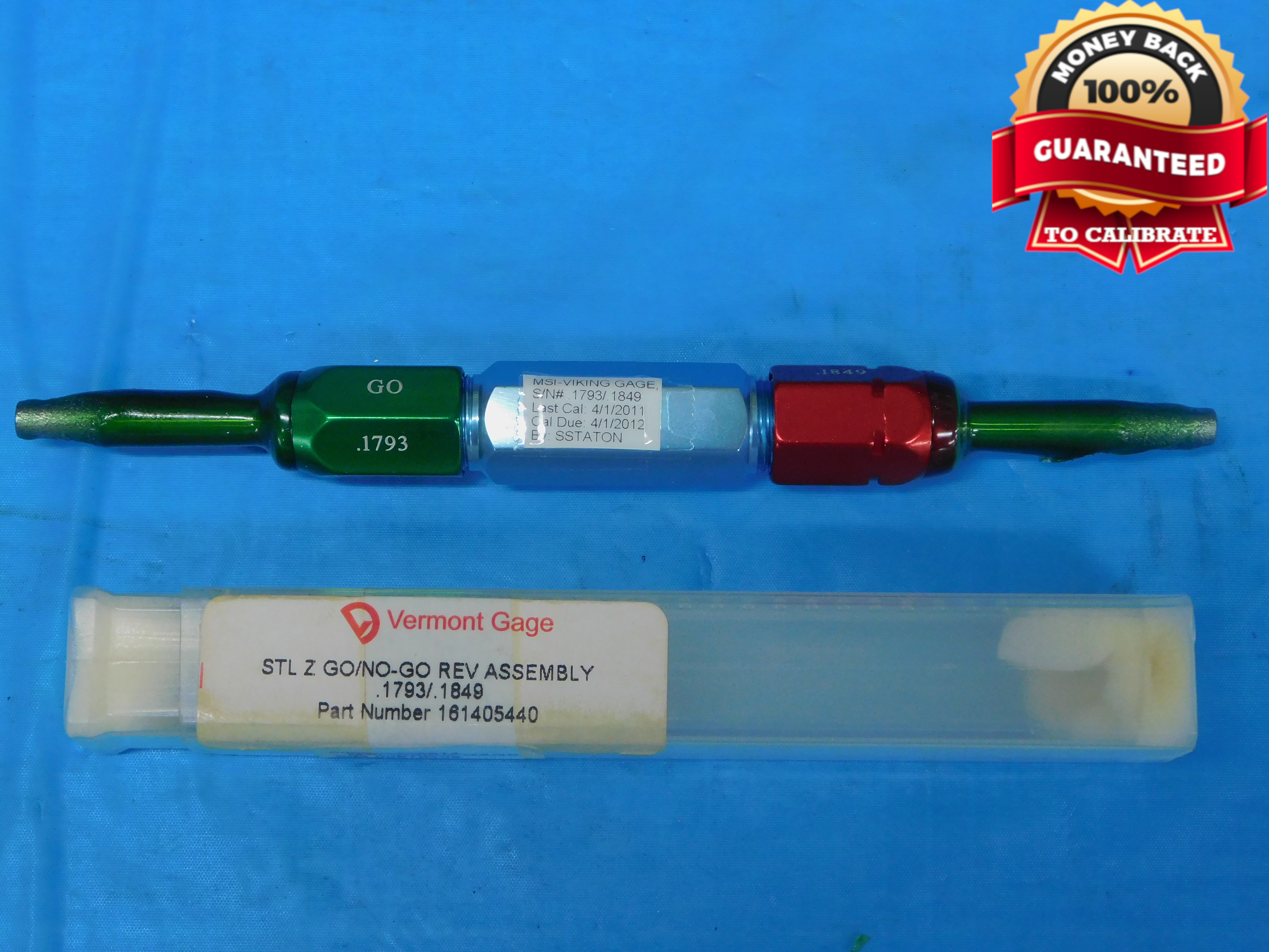 1793 & .1849 CL Z PIN PLUG GAGE GO NO GO .1875 -.0026 UNDERSIZE 3