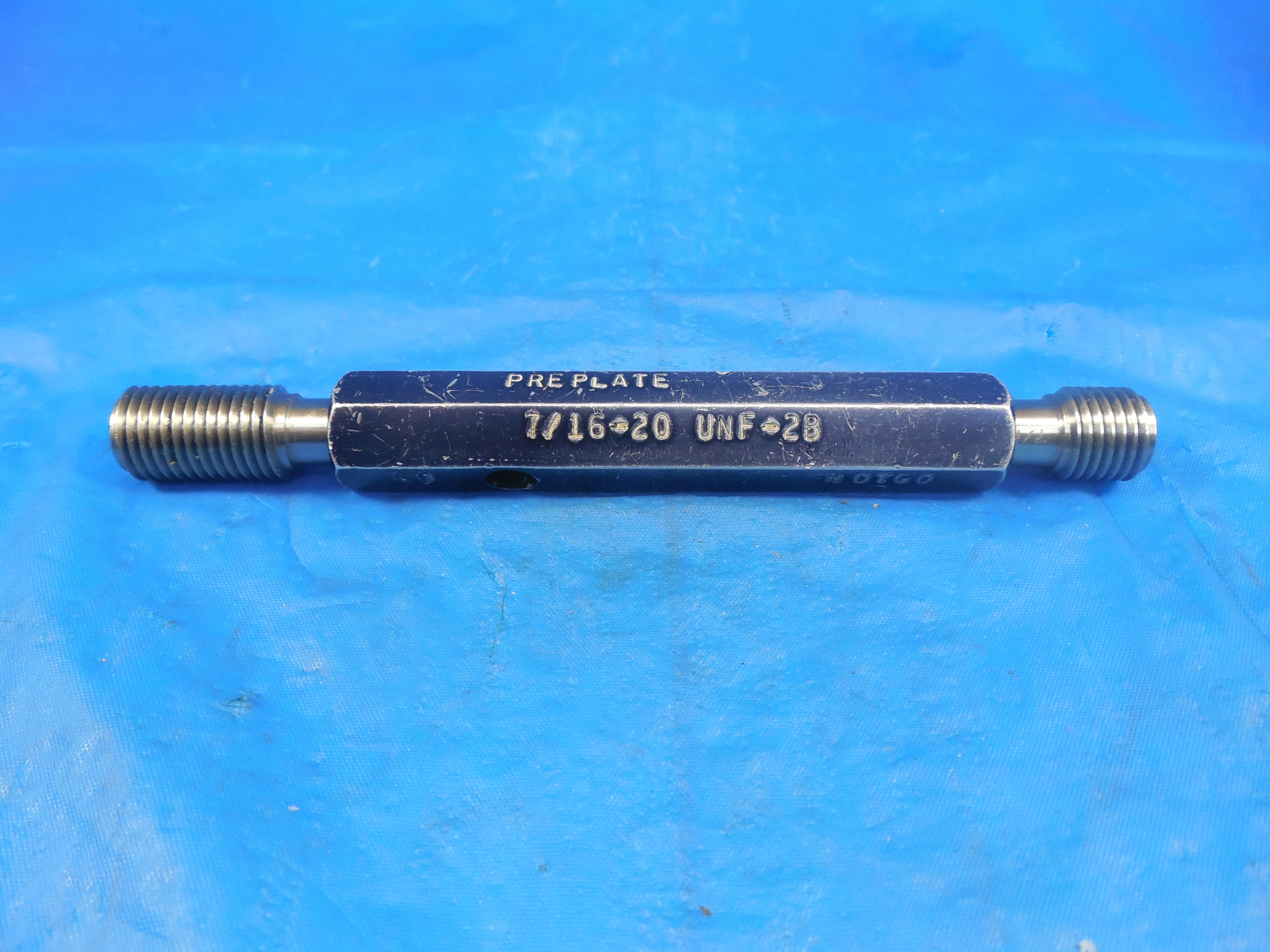 7/16 20 UNF 2B PREPLATE THREAD PLUG GAGE .4375 GO NO GO P.D.'S = .4076