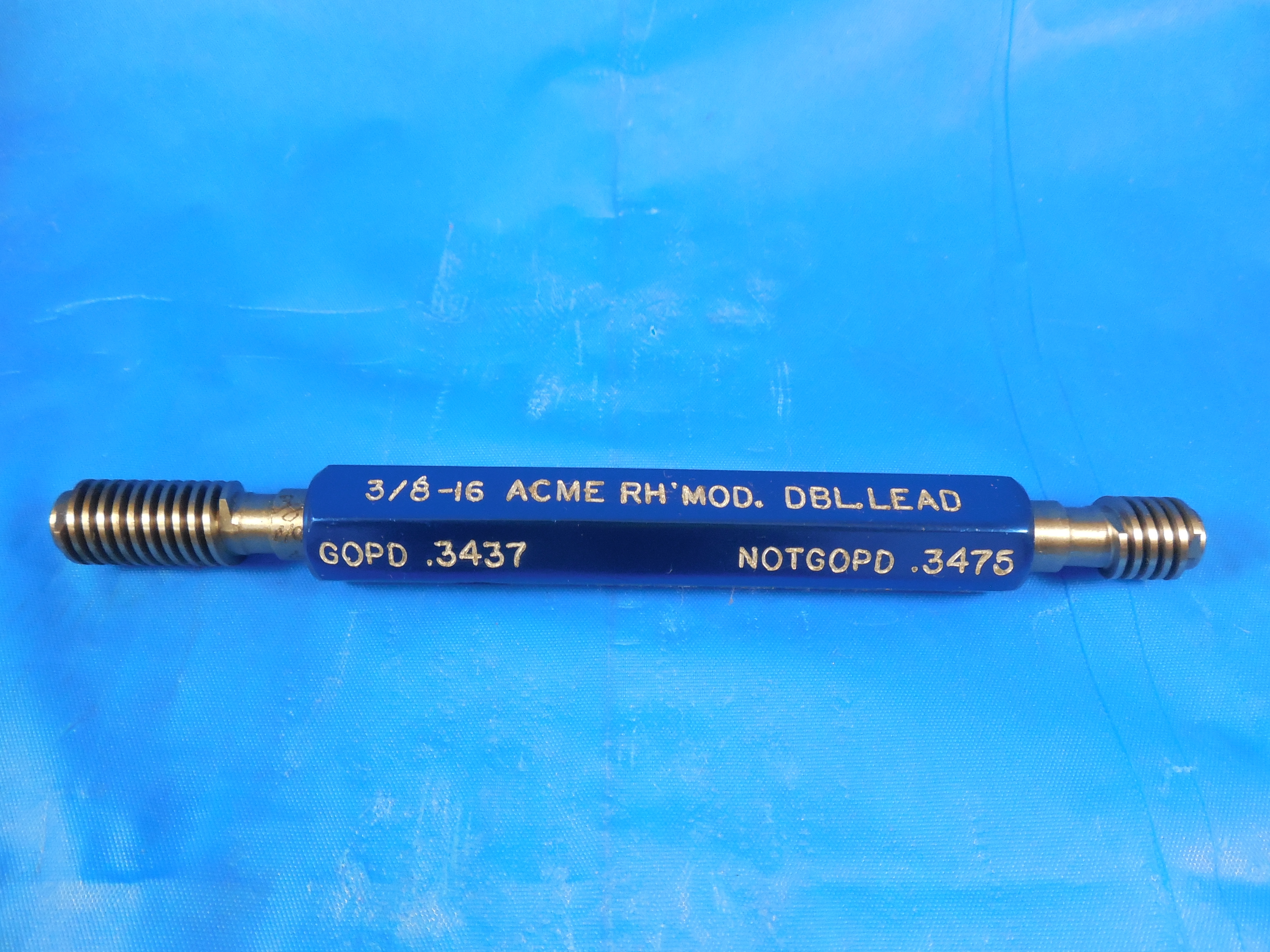 3/8 16 ACME MOD DOUBLE LEAD THREAD PLUG GAGE .375 GO NO GO P.D.'S= .3437 & .3475 eBay