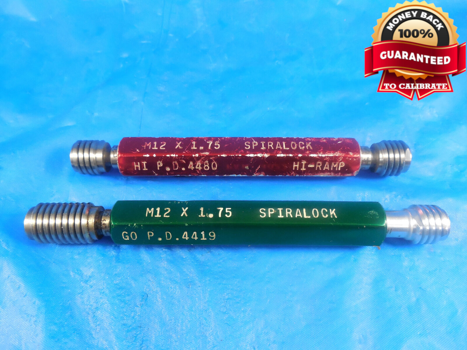 M12 X 1.75 SPIRALOCK THREAD PLUG GAGES GO AND NO GO PDS .4419 & .4480