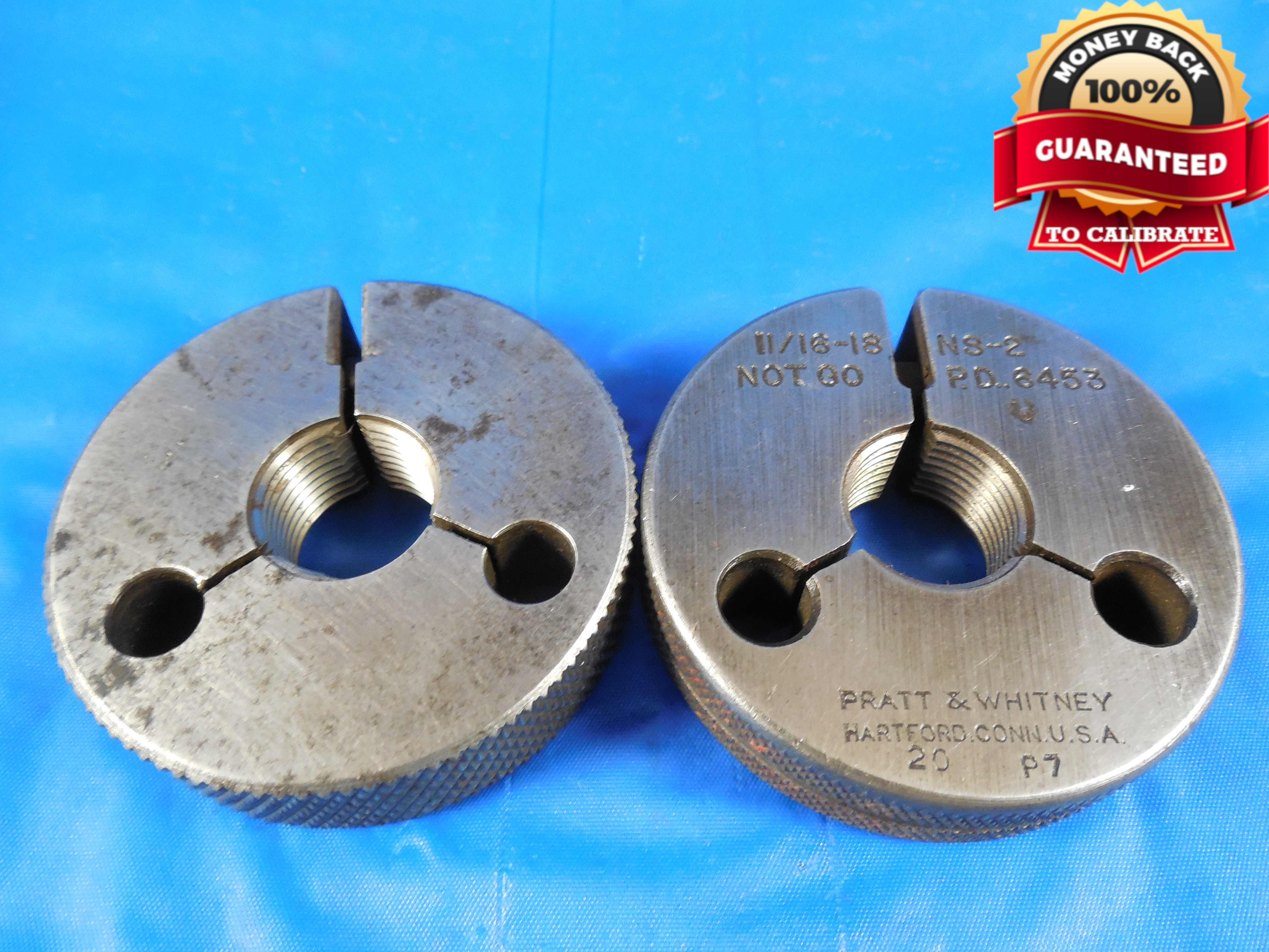 Pratt /& Whitney USA Go No Go Thread Ring Gage Set 5//16/"-40 NS-3