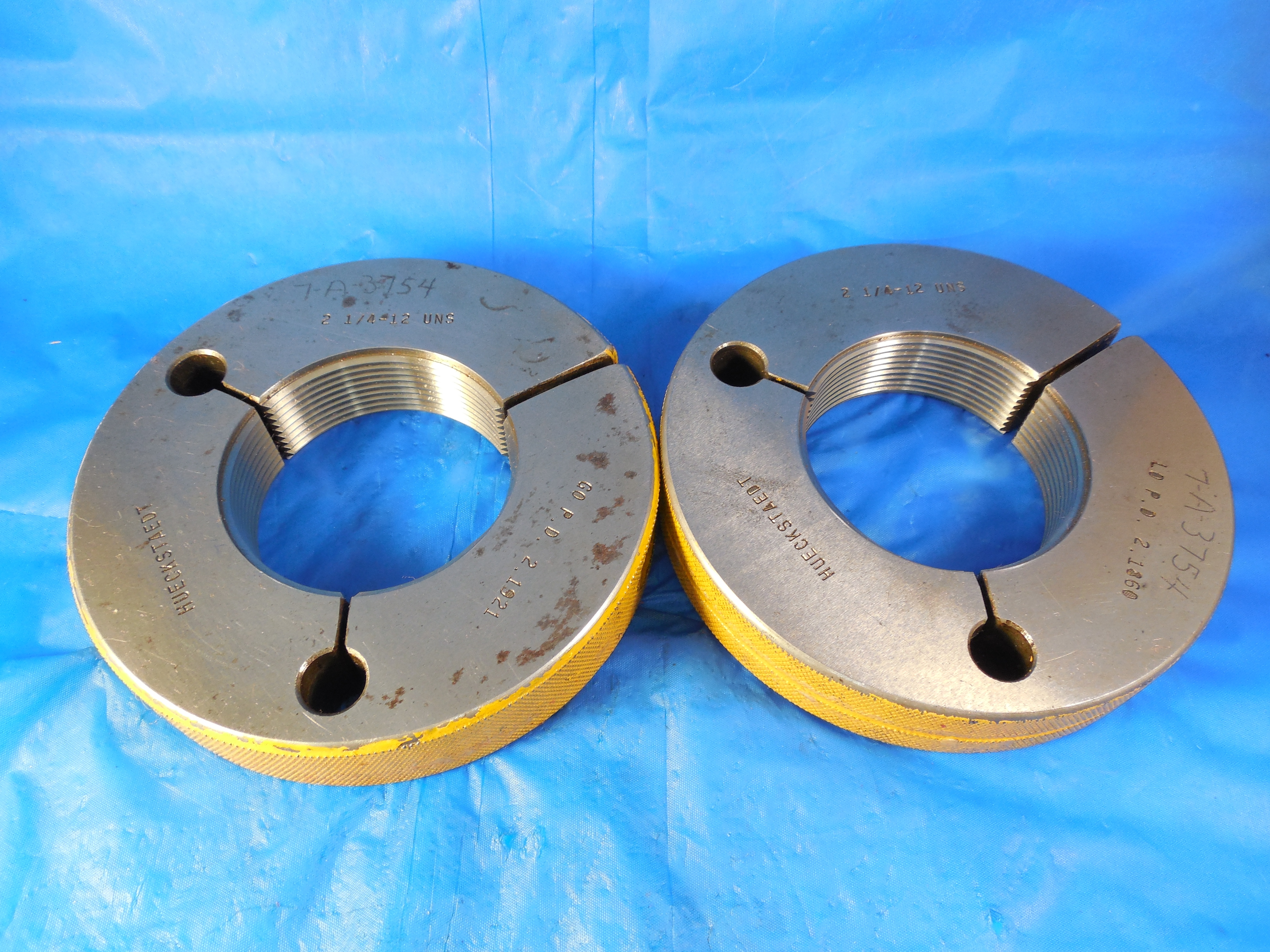2 1/4 12 UNS THREAD RING GAGES 2.25 GO NO GO P.D'S = 2.1921 & 2.1860