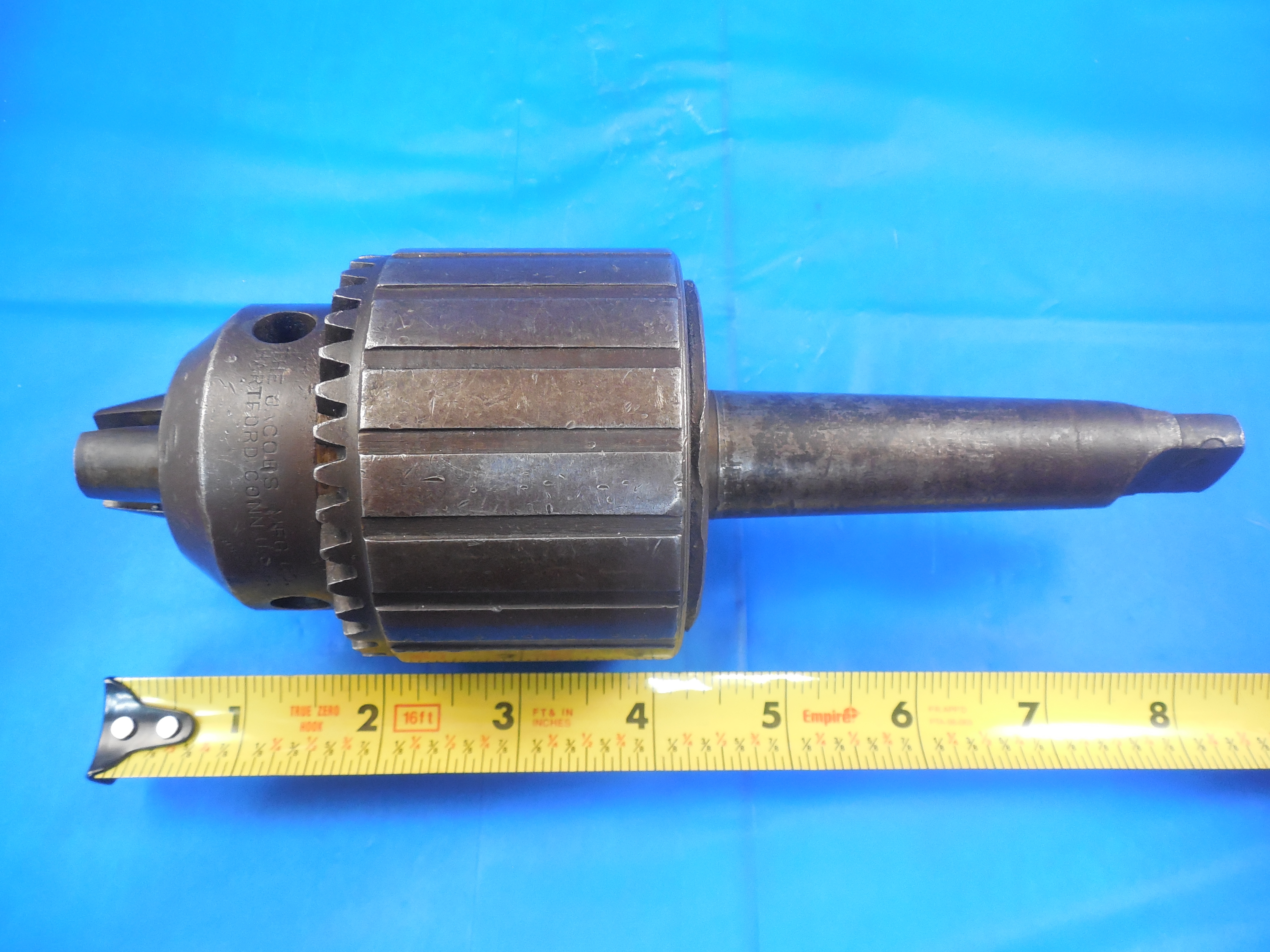 JACOBS No. 4 DRILL CHUCK WITH CHUCK KEY 3 MORSE TAPER OPENS/CLOSES BY